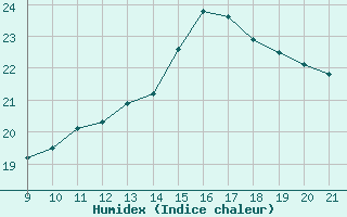 Courbe de l'humidex pour Pertuis - Le Farigoulier (84)