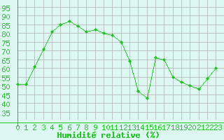 Courbe de l'humidit relative pour Jan (Esp)