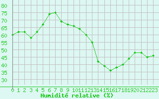 Courbe de l'humidit relative pour Plussin (42)