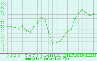 Courbe de l'humidit relative pour Brianon (05)