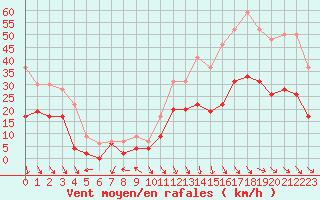 Courbe de la force du vent pour Avignon (84)