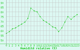 Courbe de l'humidit relative pour Plussin (42)