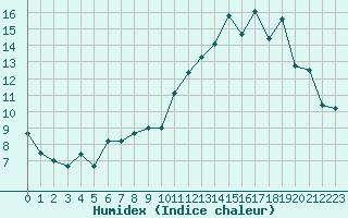 Courbe de l'humidex pour Toussus-le-Noble (78)