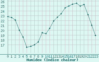 Courbe de l'humidex pour Frontenay (79)