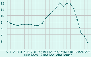 Courbe de l'humidex pour Cerisiers (89)