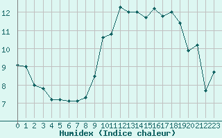 Courbe de l'humidex pour Nantes (44)