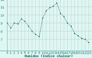 Courbe de l'humidex pour Cap de la Hague (50)