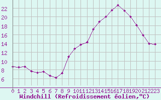 Courbe du refroidissement olien pour Sainte-Locadie (66)