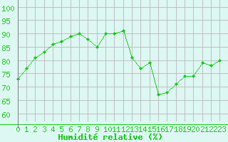 Courbe de l'humidit relative pour Millau (12)