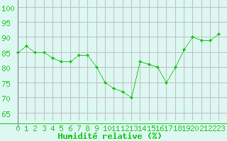 Courbe de l'humidit relative pour Lignerolles (03)