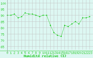 Courbe de l'humidit relative pour Sallanches (74)