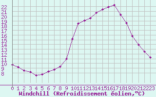 Courbe du refroidissement olien pour Sain-Bel (69)