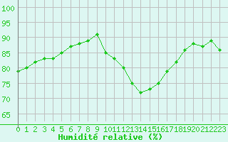 Courbe de l'humidit relative pour Saint-Igneuc (22)