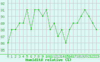 Courbe de l'humidit relative pour Violay (42)