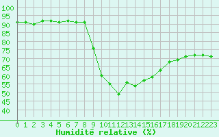 Courbe de l'humidit relative pour Selonnet (04)