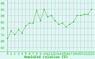 Courbe de l'humidit relative pour Cap Ferret (33)