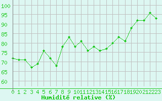 Courbe de l'humidit relative pour Pau (64)