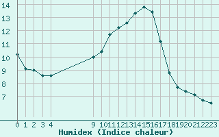 Courbe de l'humidex pour Plussin (42)