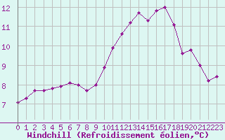 Courbe du refroidissement olien pour Angers-Beaucouz (49)