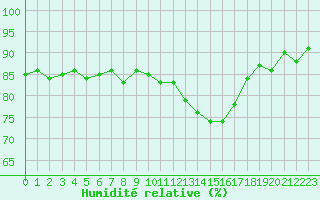 Courbe de l'humidit relative pour Ancey (21)