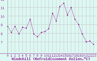 Courbe du refroidissement olien pour Dinard (35)