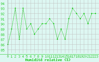 Courbe de l'humidit relative pour Sallanches (74)