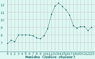 Courbe de l'humidex pour Ste (34)