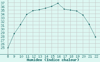 Courbe de l'humidex pour Trets (13)