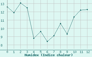 Courbe de l'humidex pour Jan (Esp)