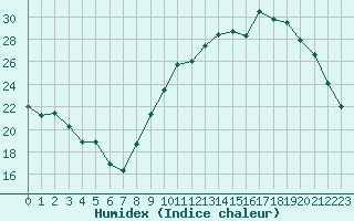 Courbe de l'humidex pour Chteauroux (36)