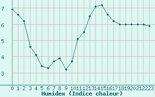 Courbe de l'humidex pour Roissy (95)