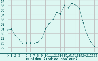 Courbe de l'humidex pour Auch (32)