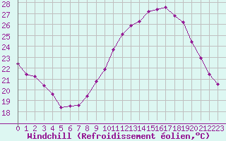 Courbe du refroidissement olien pour Lille (59)