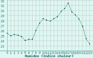 Courbe de l'humidex pour Perpignan Moulin  Vent (66)