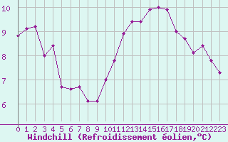 Courbe du refroidissement olien pour Tauxigny (37)