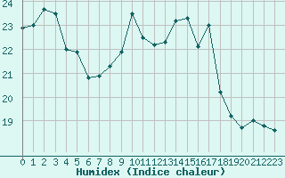 Courbe de l'humidex pour Pau (64)