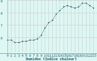 Courbe de l'humidex pour Ringendorf (67)