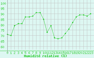 Courbe de l'humidit relative pour Villefontaine (38)