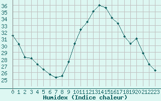 Courbe de l'humidex pour Connerr (72)