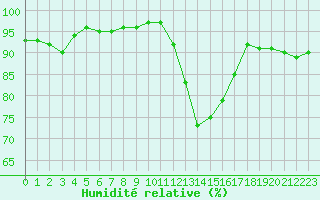 Courbe de l'humidit relative pour Cap Ferret (33)