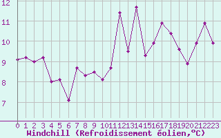 Courbe du refroidissement olien pour Ile Rousse (2B)