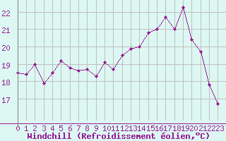 Courbe du refroidissement olien pour Dax (40)