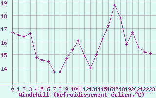 Courbe du refroidissement olien pour Cap de la Hague (50)
