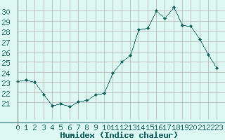 Courbe de l'humidex pour Millau (12)