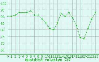 Courbe de l'humidit relative pour Saint-Amans (48)