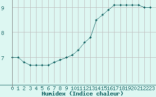 Courbe de l'humidex pour Sain-Bel (69)