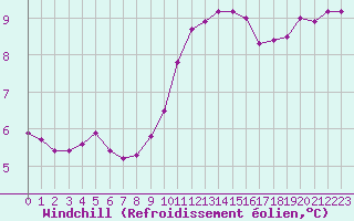Courbe du refroidissement olien pour Puissalicon (34)