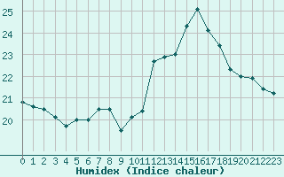 Courbe de l'humidex pour Pau (64)