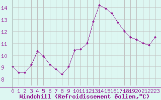 Courbe du refroidissement olien pour Hd-Bazouges (35)