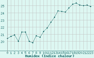 Courbe de l'humidex pour Reims-Prunay (51)